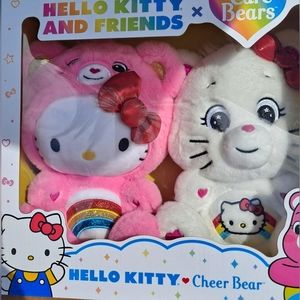 Brand New Care Bear Hello Kitty and Cheer Bear Plush 2pk ❤️🩷💙